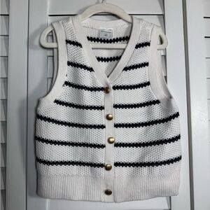 Abercrombie & Fitch Kids Striped Knit Sweater Vest with Gold Buttons Size 7-8 yr